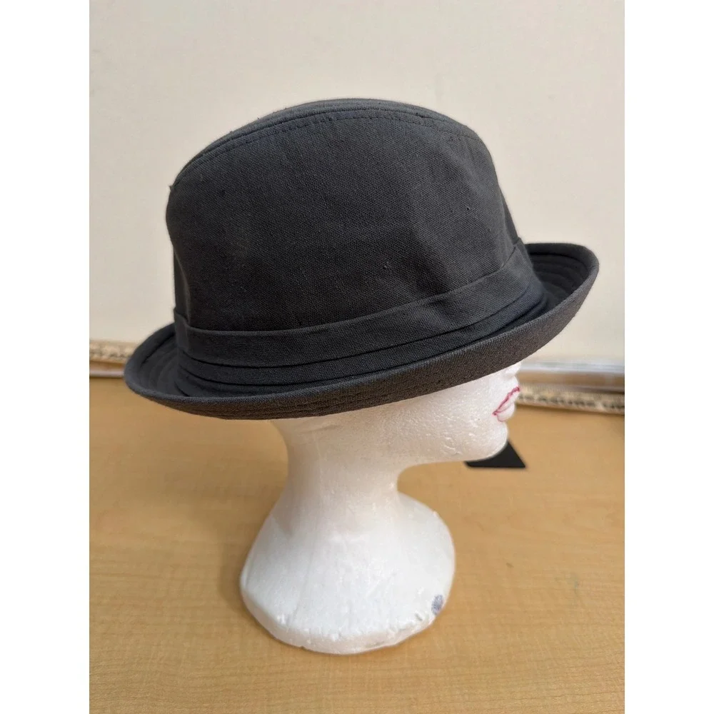 Charcoal Gray Cotton Canvas Trilby Fedora Hat Style 5135 Pinched Crown